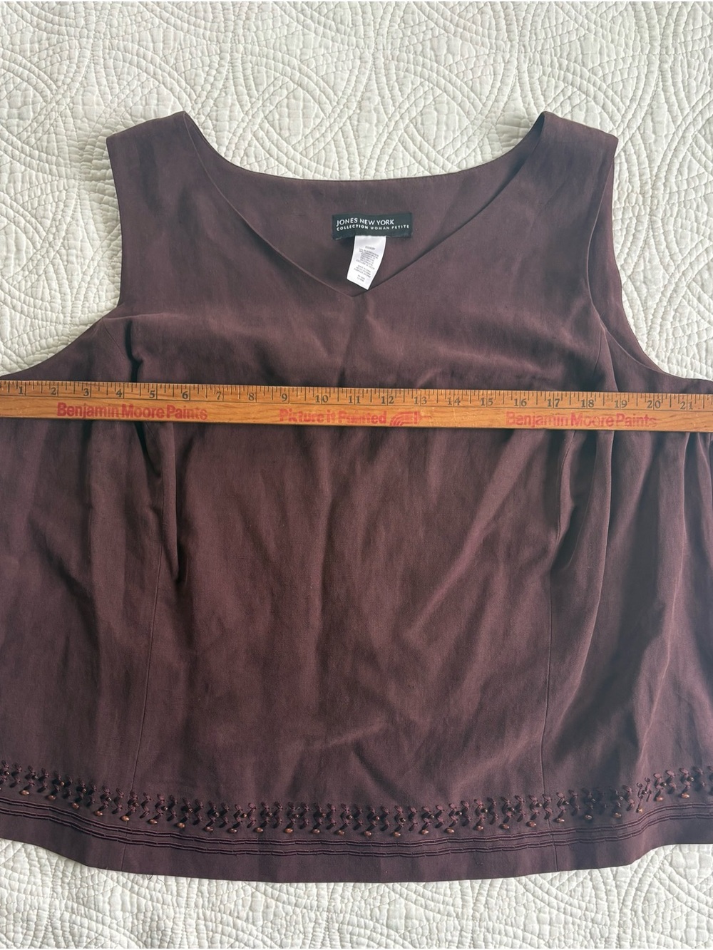 Silk Linen Sleeveless embroidered Top 20WP NWT Jones New York - Picture 4 of 9